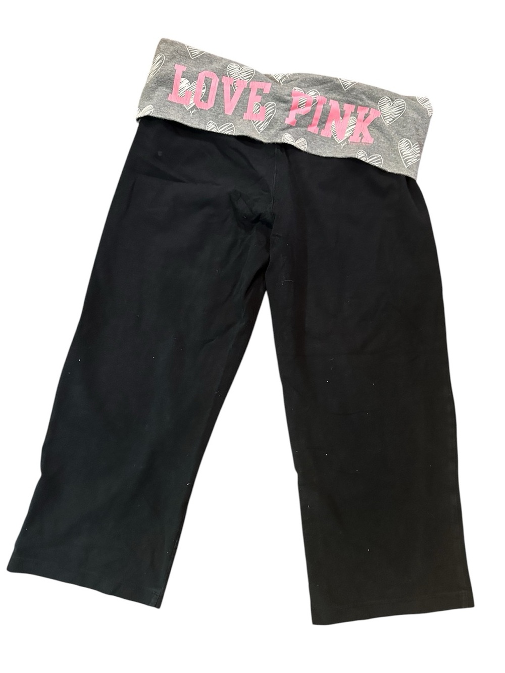 Victoriaβs Secret PINK Love Pink Foldover Yoga Pants Black Gray M